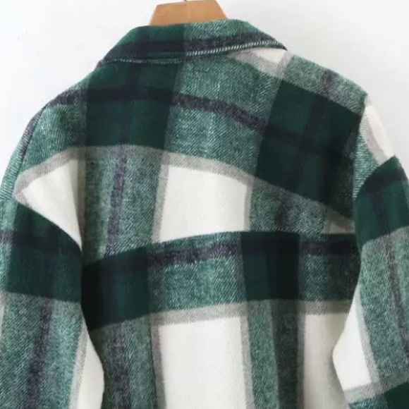SOLD OUT Green Plaid Oversized Flannel Shacket Shirt Jacket - Picture 9 of 11